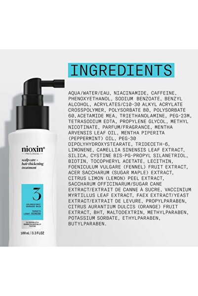 Nioxin Θεραπεία μαλλιών System 3 100ml (χωρίς ξέβγαλμα για βαμμένα μαλλιά με αραίωση)