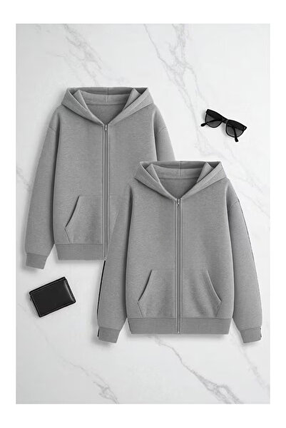 Carlson 2'li Unisex 2 İplik Şardonlu Kanguru Cepli Kapüşonlu Fermuarlı Hırka ...