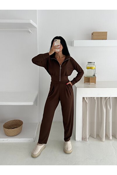 MAİMODA High Neck Fitted Waist Modal Women's Tracksuit Set/Women's High Neck ...