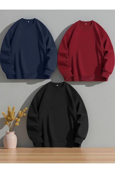 Carlson 3'lü Unisex Bisiklet Yaka Sweatshirt