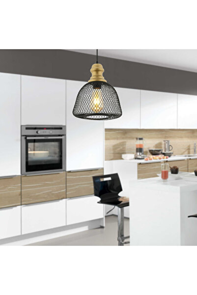 Retrolamp RTA111-101 Telli Siyah Tekli Avize Gold Başlık Retro Modern Sarkıt ...