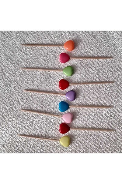 MODA MANANI 20 Decorative Heart-Shaped Colorful Party Toothpicks