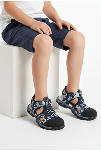 Limbeo Guaranteed Daily Wear Closed Front Flexible Soft Sole Rope Detail Velcro Baby Boy Sandals Slippers