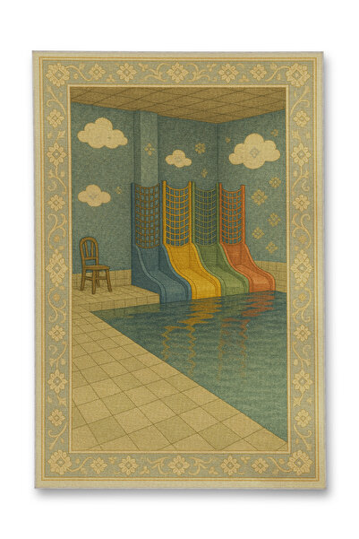 Rugs Modern Halı MOSSO Πολύχρωμο Αφηρημένο Σχέδιο Πισίνας και Τσουλήθρας Υφαν...