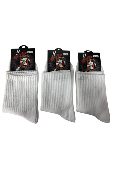 ALFA AKSESUAR 03 Yalıncak Long Conch College Socks White Without Pattern 6 Pieces