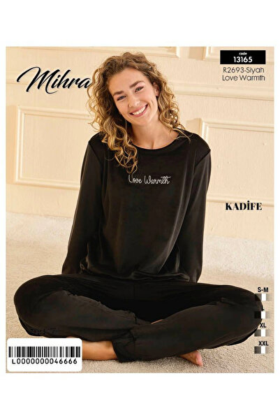 ALFA AKSESUAR 03 13165 Women's Velvet Long Sleeve Pajama Set