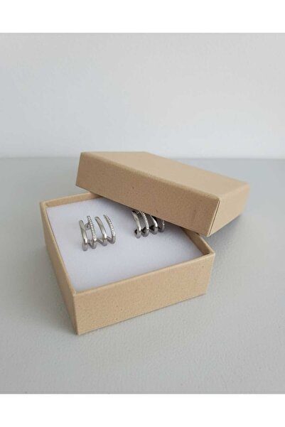 SONES Silver Color Stone Design Steel Earrings