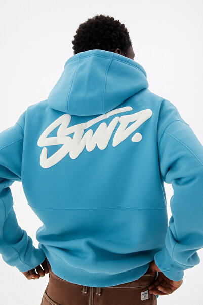 CLASSY.MODA Unisex 3 İplik O Oversized Stwd Lettering B Printed K Hooded Kangaroo Pocket Comfortable Casual Hoodie Sweat