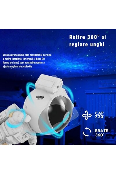stuffix Astronaut star projector night light, LED, Remote, 8 effects, 2 control modes, White