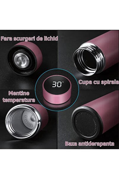 iTin Smart thermos with LED display and touch screen, infuser sieve, double wall, leak-proof lid, 500ml