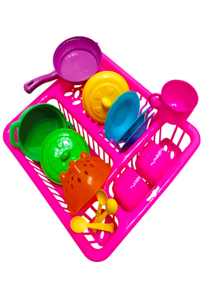a v d a Dish Rack Set 15 Pieces Large Size Dish Basket Girl's Children's Dollhouse Kitchen Toy