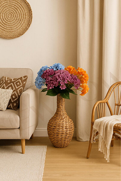 NEWNOW Linea Wicker Weave Decorative Vase Living Room Decor Cobalt Heat