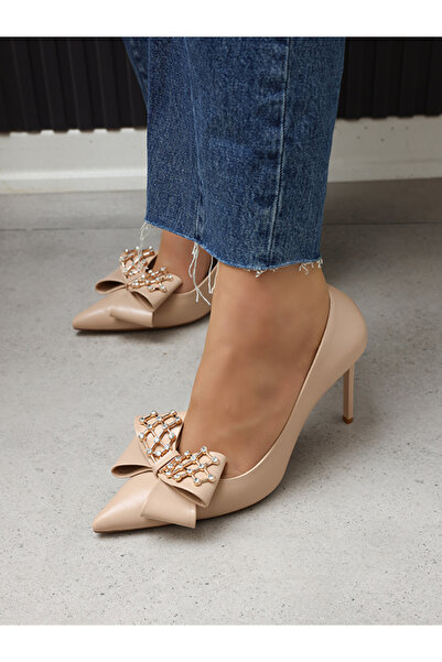 EVASAMLİSHOESBAG Kurdela Ve Taş Detaylı Stiletto