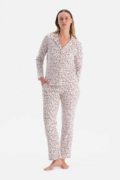 Dagi Leopard Printed Waffle Pajama Set