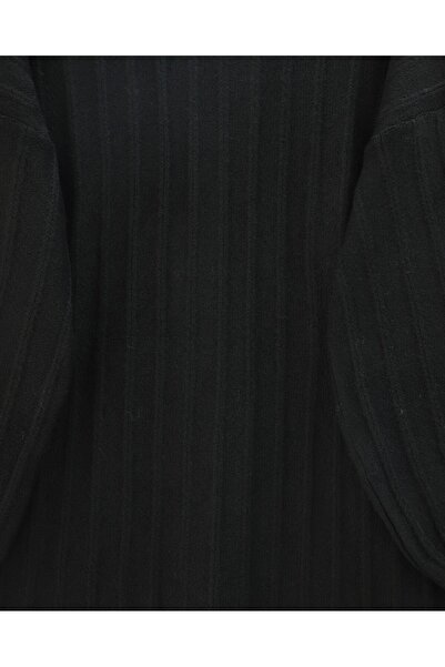 Modamorfo Corded Fabric Slit Yumoş Knitwear Tunic -Black