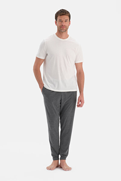 Dagi Black-Anthracite Melange Jogger Double Knitted Trousers