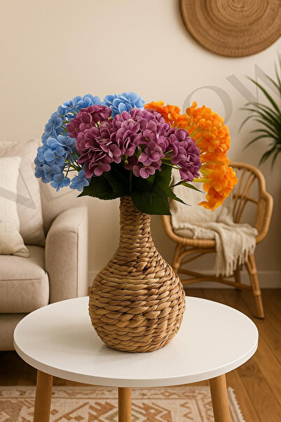 NEWNOW Linea Wicker Weave Decorative Vase Living Room Decor Cobalt Heat