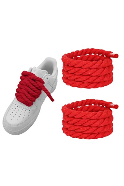 Wanty ® Rope Laces 120 cm, Cotton, Transparent Tip, Clear Texture - Red