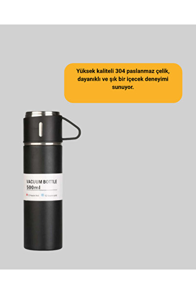 ZERO LAND Lvsqvr Stainless Thermos and Double Cup Set | 6-12 Hours (205642) Keeps Warm/Cold