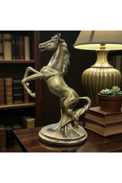 Asis Art Galery Gold Şahlanan At Heykeli – Dekoratif Biblo Hediyelik eşya
