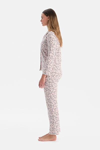 Dagi Leopard Printed Waffle Pajama Set