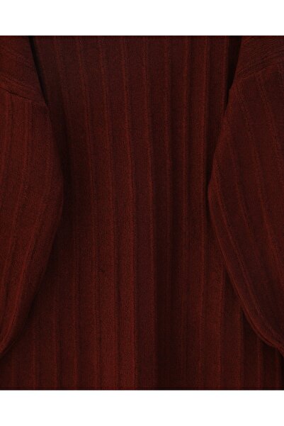 Modamorfo Corded Fabric Slit Yumoş Knitwear Tunic - Burgundy