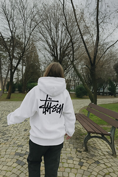 CLASSY.MODA Unisex 3 Thread Thick Fabric O Oversized K Hooded Back Lettering B Printed Kangaroo Pocket Street Sweat