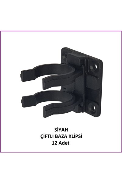 Adilon Baza Klipsi Çiftli 12 Adet Siyah