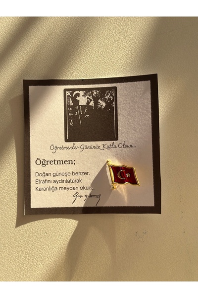 Tüko Store Kartlı Atatürk Ve Türk Bayrağı Yaka Rozeti 24 Kasım Öğretmenler Günü Hediyesi Kutulu