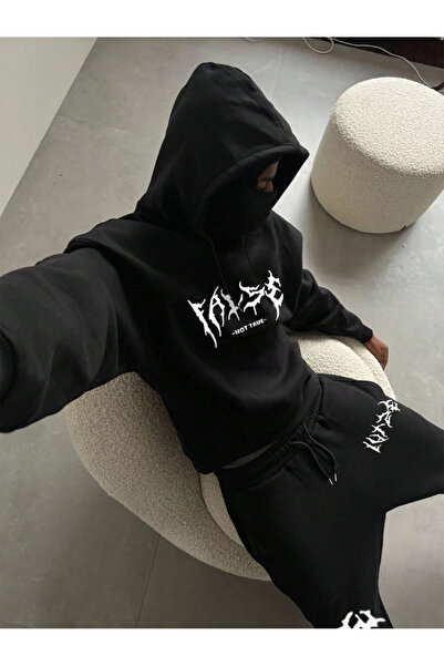 LAVİTTA False Written Black Unisex Tracksuit Set