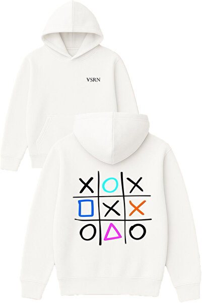 VSRN Hanorac alb supradimensionat cu glugă, cu imprimeu O XOX Design