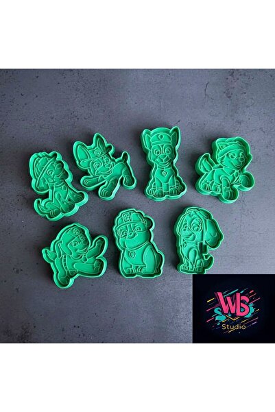 WLS studio مجموعة من 7 قوالب كوكيز عملاقة على شكل باو باترول وأدوات تشكيل عجي...