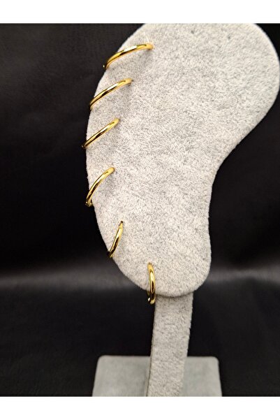 Han Ticarethane Gold Color Round Model Small to Large 6-Piece Earring Set