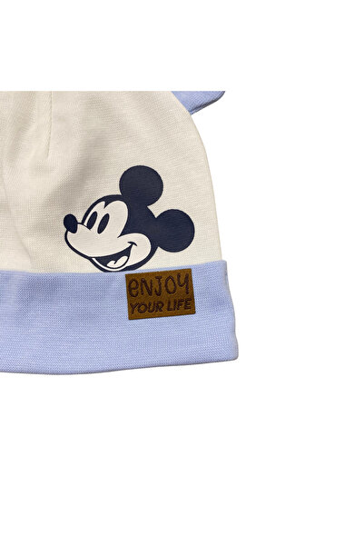 OEM Căciuliță pentru bebeluși din bumbac, cu urechiușe și imprimeu Mickey Mouse