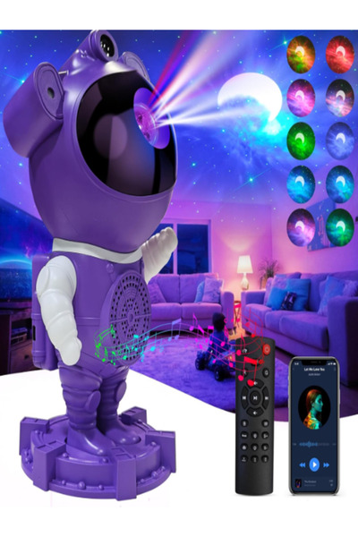 OEM Astronaut Galaxy Projector, Bluetooth, White Noise, 360°, Remote Control – Purple