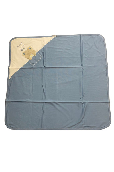 OEM Cotton baby blanket with Hooded and teddy bear applique "Dream Big"