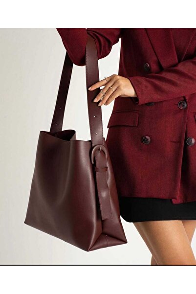 ÖZÜM TAKI Women's Large Shoulder and Arm Bag Burgundy