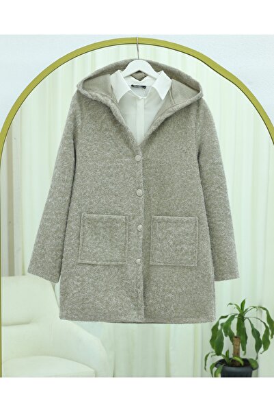 Modamorfo Hooded Buttoned Pocketed Bearded Cap -Stone