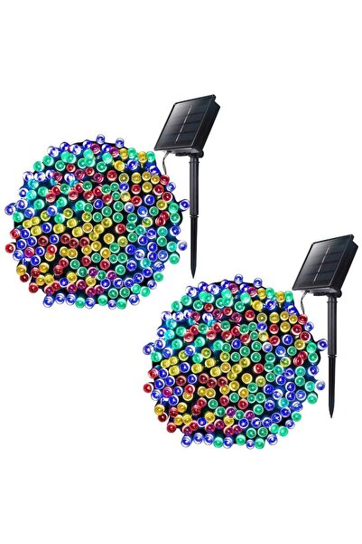 GARDEON Set de 4 ghirlande luminoase solare, 100 LED-uri, 10 m, multicolore, senzor automat de lumină, exterior