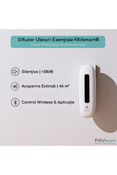 FAVsmart S912 Smart Essential Oil Diffuser, Waterless Nebulization, Bluetooth App Control, 100 ml, White