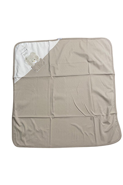OEM Cotton baby blanket with Hooded and teddy bear applique "Dream Big"