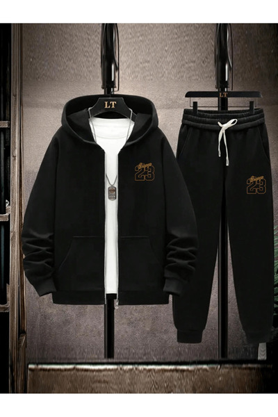 29 Nakış Detaylı Unisex Eşofman Takımı – Siyah