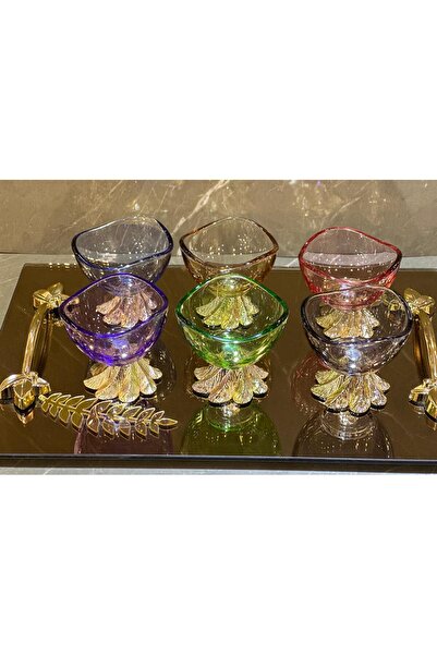 pırıltı home 6-Piece Colorful Metal Footed Delights Dish-Presentation Dish