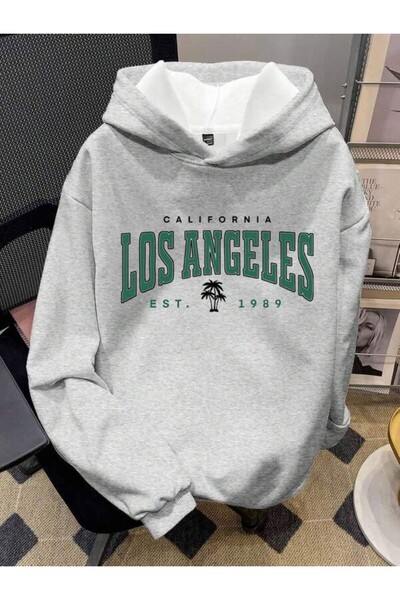 LAVİTTA Los Angeles College Printed Unisex Hooded Sweatshirt