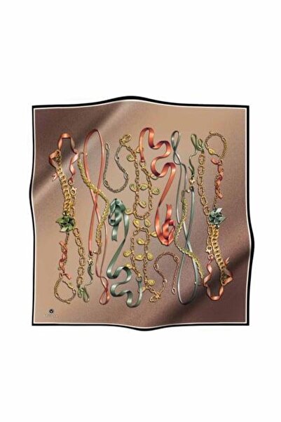 Vissona Μεταξωτό μαντήλι Tivil 17558 - 3 - 0004 Μοτίβο με αλυσίδα σε μπεζ χρώμα