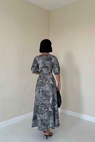 FEMESTYLE Khaki Buttoned Front Sweetheart Neckline Dress