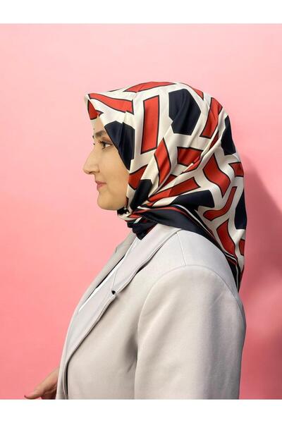 LAWILIA Eșarfă din mătase Tivil cu model geometric roșu și negru IST 29027 - 40