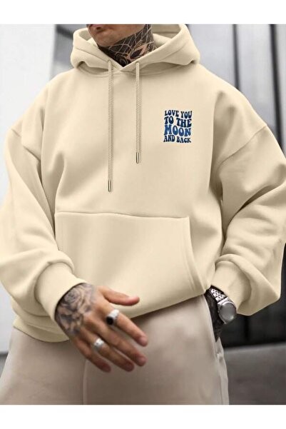 LAVİTTA Love You to the Moon Printed Unisex Oversized Hooded Hoodie