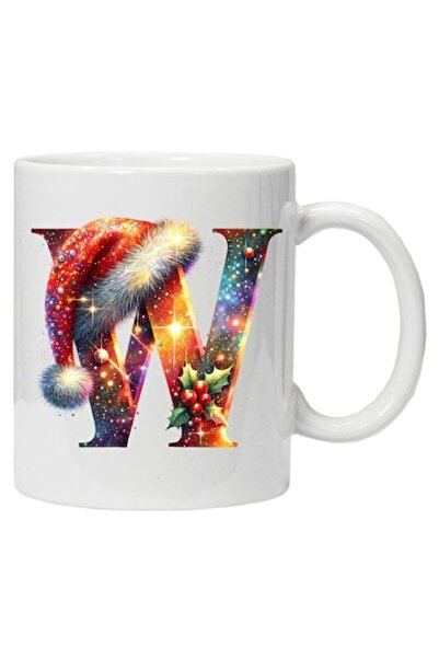 CRD PRINT Cană ceramică personalizată cu imprimeu de iarnă „inițiala W”, mode...