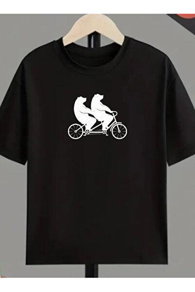 TİMİSİVA Μπλουζάκι Unisex oversized İKİAYI Ba με τύπωμα με κοντό μανίκι ΜΑΥΡΟ